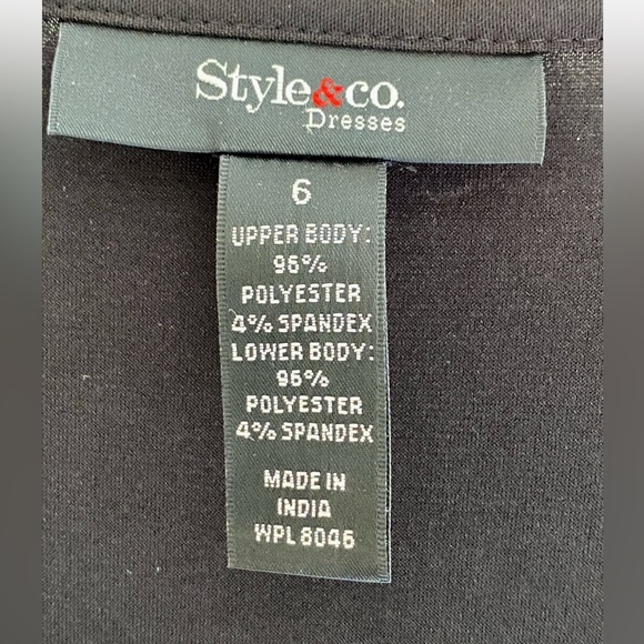 Black Drop Waist Dress w/Striped Swing Skirt. Size 6. - Picture 3 of 8